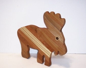 Moose Cheese Cutting Board Handcrafted from Mixed Hardwoods