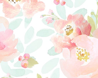 Floral Watercolor Fabric - Indy Bloom Pink Plush Florals By Indybloomdesign - Baby Girl Nursery Cotton Fabric By The Yard With Spoonflower