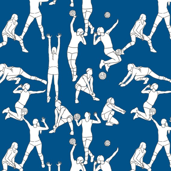 Navy Girls Volleyball Fabric Volleyball On Navy By