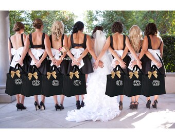 10 bridal party tote bags , bridesmaid gifts , personalized tote bag , bachelorette party gift, bridal party gifts