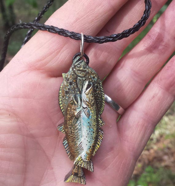 Gulfcoast Slam necklace Handcarved Redfish Flounder