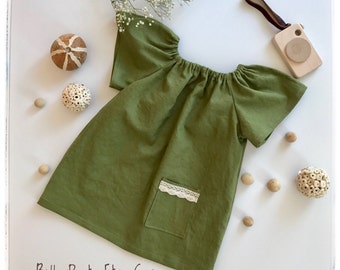 Bella Dress In Olive Green Linen Girls Toddlers Baby Bella Dress In Olive Green Linen Girls Toddlers Baby