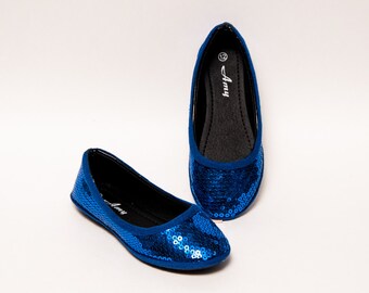 navy blue sequin flats