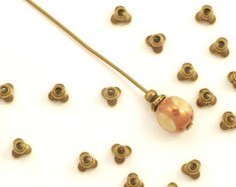 Solid Antiqued Brass 3.5mm Flower Petal Edge Spacer Bead Caps - 24