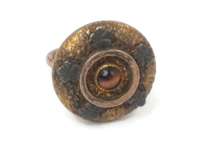 Antique Tiger Eye Cuff Button Shirt Stud Single 1800s Craft