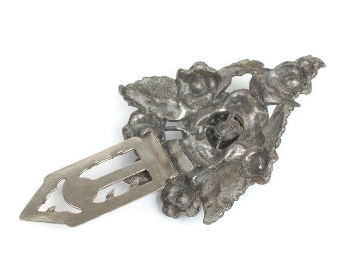 CIJ Sale Little Nemo Dress Clip Sapphire Blue Stones Floral Design Vintage