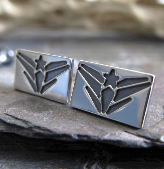 Navy USN military stud earrings. Sterling Silver handmade