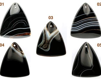 GEM01020501A) 58 x 48mm Black Agate, Triangular Shape Pendant, Triangle Shape Pendant, Triangular Gemstone, Black Agate Triangular Gemstone