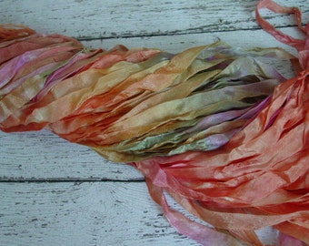 NeW DyE BaTch - Hand Dyed ribbon - gorgeous SUNNY SMILES half inch ribbon, 5 yards