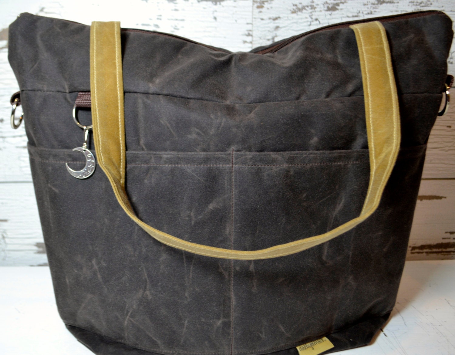 Diaper Bag Waxed Canvas waterproof Tote / cross body by DarbyMack
