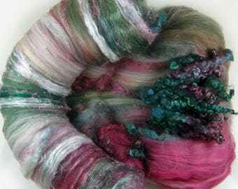 Rose Balsalm Wild Card Bling Batt for spinning and felting (4.4 ounces), batt, art batt