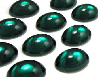 Green Glass Cabochons 6 pcs SWAROVSKI 18x13 mm Emerald Vintage Stones S-211