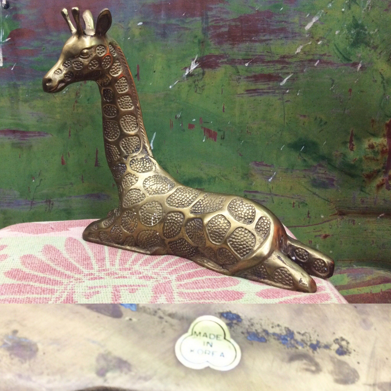 Midcentury Decor Brass Giraffe Statues, Brass Figurines, Brass Decor