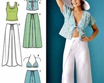 Wrap Pants Pattern, Wrap Shorts, Kimono Top, Knit Top, Bra Top, Simplicity Sewing Pattern 4192