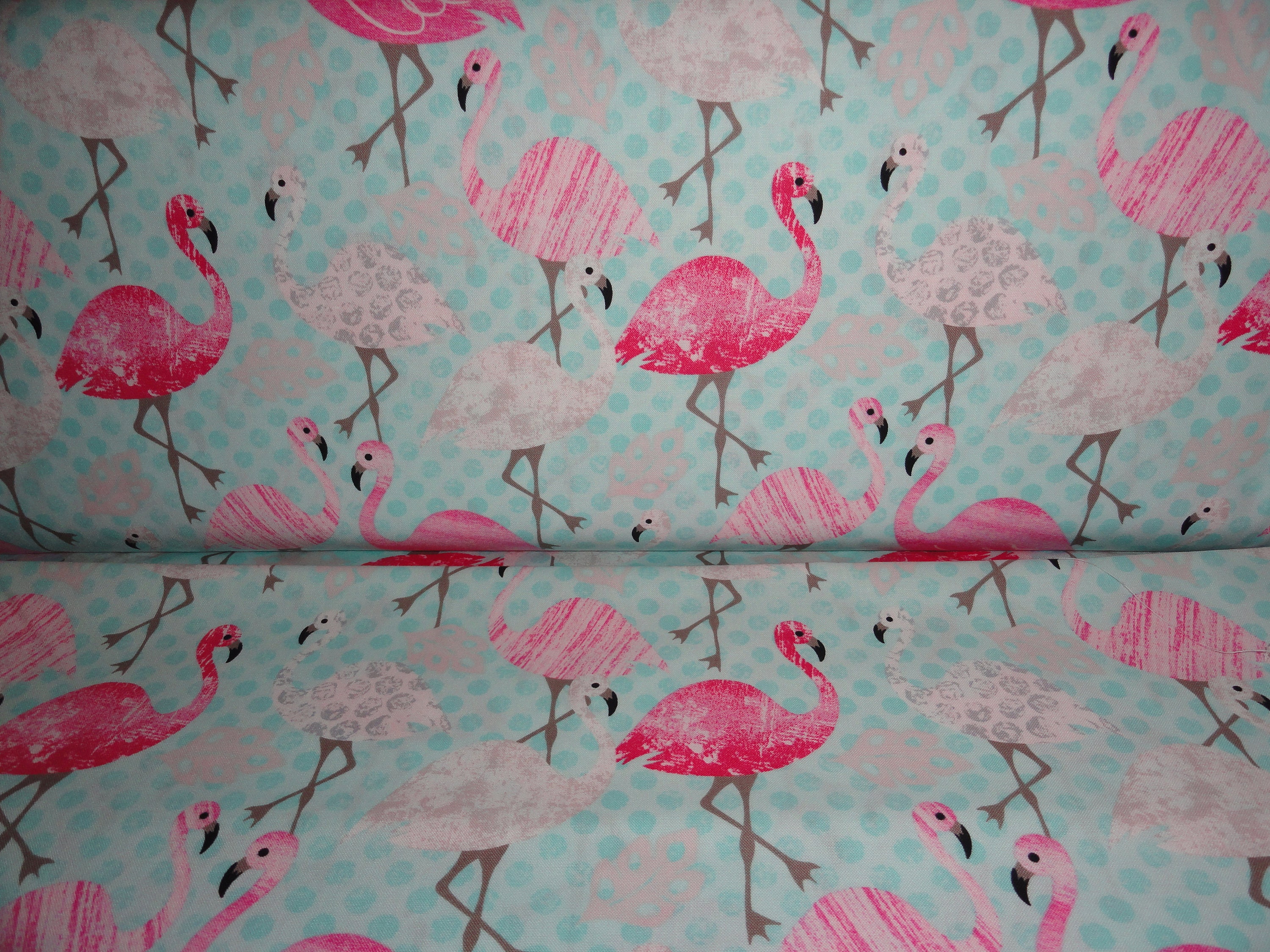 Pink flamingos cotton fabric quilting and sewing 1 yard by Timeless