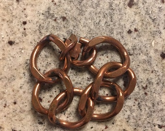 vintage. 60s 70s Copper Metal Chain Bracelet • Chunky Bracelet