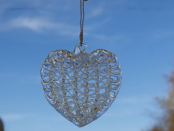 5 vintage spun glass heart shaped ornaments several sets 5 vintage spun glass heart shaped ornaments several sets