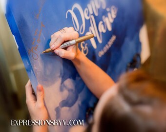 Guest Book Canvas Print, Guest Book Alternative, Wedding Guest Book, Canvas Print, Watercolor, Guestbook, Modern Guest Book, Navy, Blue