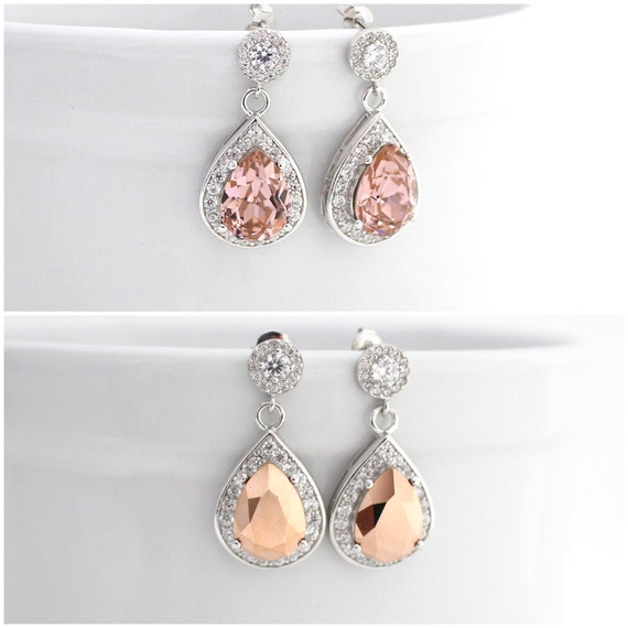 Blush Wedding Earrings Gold Rose Post Earring Blush Earring