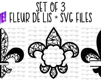 SALE!! 3 Fleur de Lis Swirl Flourish SVG * DIY Vinyl * Cutting File * Cricut, Silhouette * Exclusive!!!