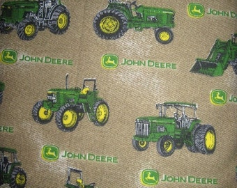 18X22 JOHN DEERE Cotton Fabric Fat Quarter Brown With Tractors