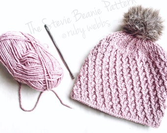 CROCHET PATTERN, The Stevie Crochet Hat Pattern, Crochet Hat Pattern, Crochet Cables, Craft Supply, DIY Hat Pattern