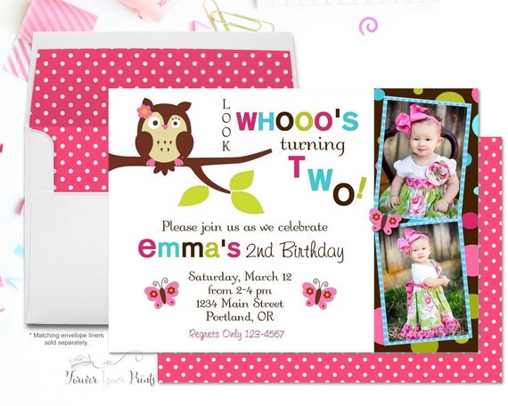 Girls Owl Birthday Invitation, Girls Owl Party Invitation, Owl Party Invite, Owl Invitation, 1st Birthday Invitation, Girls Birthday Invite Il_570xn