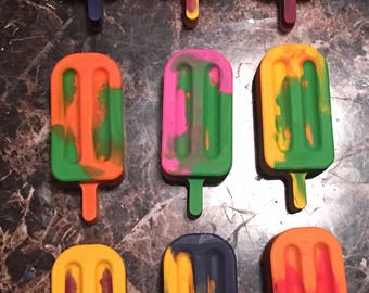 Multicolored popsicle crayons
