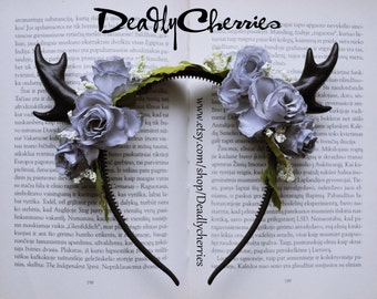 Fantasy headdress, Goddess costume, antler crown, maenad, festival outfit, deer antler headband, fawn costume