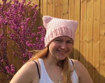 Pussy Hat Project Light Pink Chunky Knit Hat