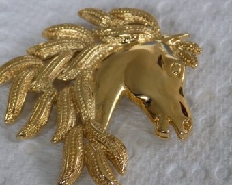 Broche Vintage En Forme De Cheval - Dorée, Occasion