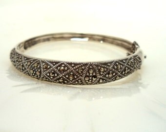 Sterling Marcasite Bangle Bracelet Hinged