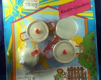 Vintage Schopper Germany Kinder-Geschirr Kitchen Cookware Set for Children, 1960s