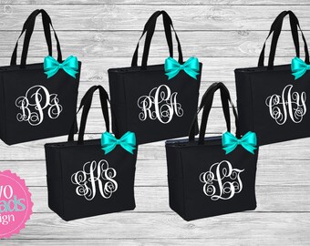 Zipper Bridesmaid Totes , Bridesmaid Gifts, Charcoal Totes, Gray Totes, Bridal Party Gift, Bridesmaid Tote Bag, Personalized Wedding Bag