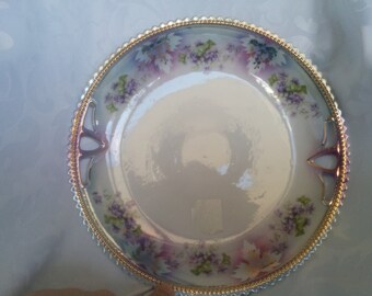 Vintage Silecia Purple and Gold Guilded Collector Plate