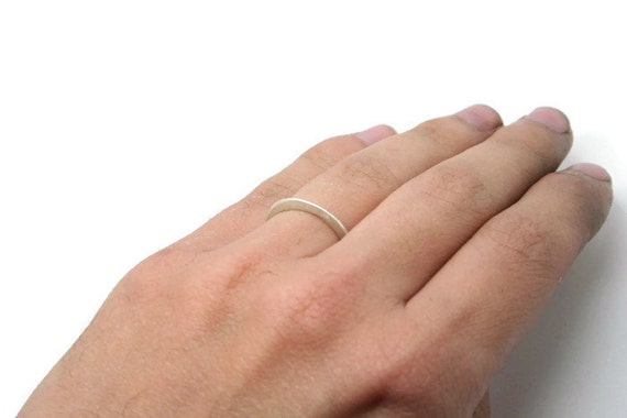 Delicate Silver Ring or Wedding Band Thin Forged Tapering