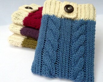 Cable knit eReader case for Kindle 4, Kindle Touch, Kobo Touch, Kindle Fire 7", iPad Mini, Samsung Galaxy Tab 2 or 3 (7"), Kindle Keyboard
