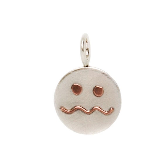 Sterling silver emoji necklace emoticon pendant silver and