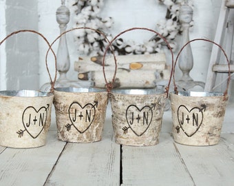 Birch Flower Girl Basket Rustic Wedding Flower Girl Basket