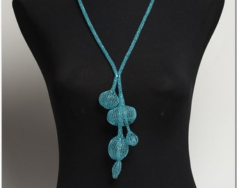 One-of-a-kind crochet organic pod necklace #009