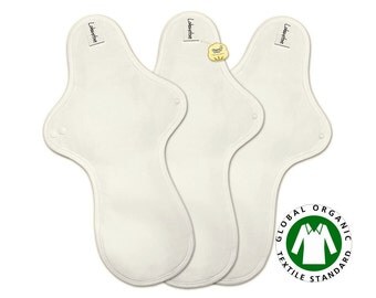 13" Organic Cotton Reusable Cloth maxi pads / Sanitary pads / Incontinence pads / Cloth menstrual pads - 3 Overnight pads (White)
