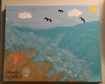 Ocean and Sand Canvas-Size 8x10