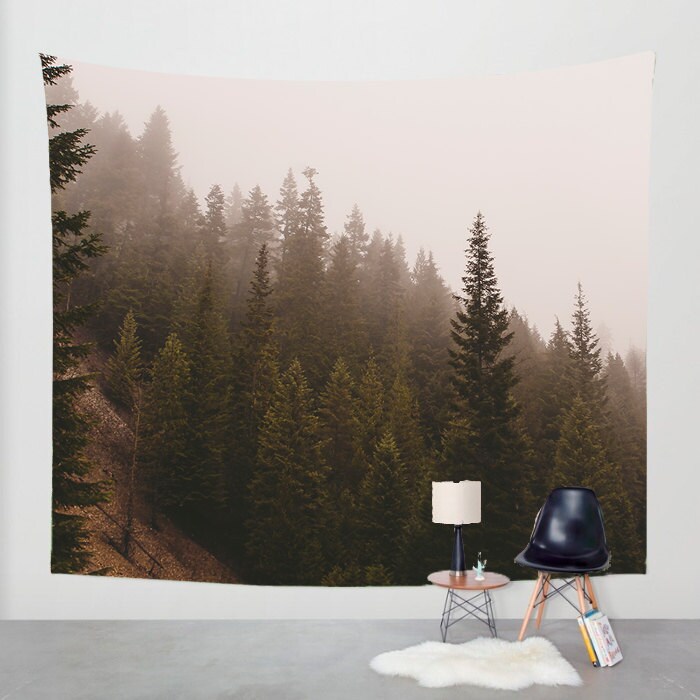 Elevation Forest Wall Tapestry Surreal Tree Tapestry Foggy