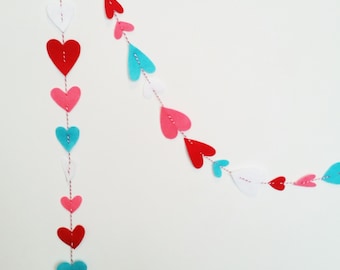 Felt Hearts with Turquoise Garland Vertically Hanging