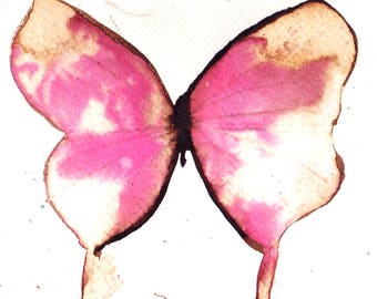 pale pink and white gold butterfly original watercolour painting