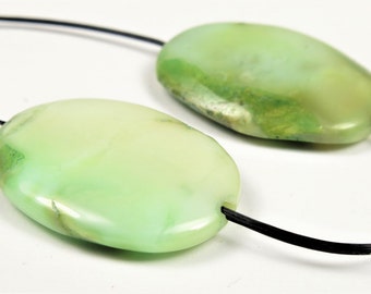 Australian Chrysoprase Oval Pendant Bead - 2 Pieces - 25mm x 18mm - B6385