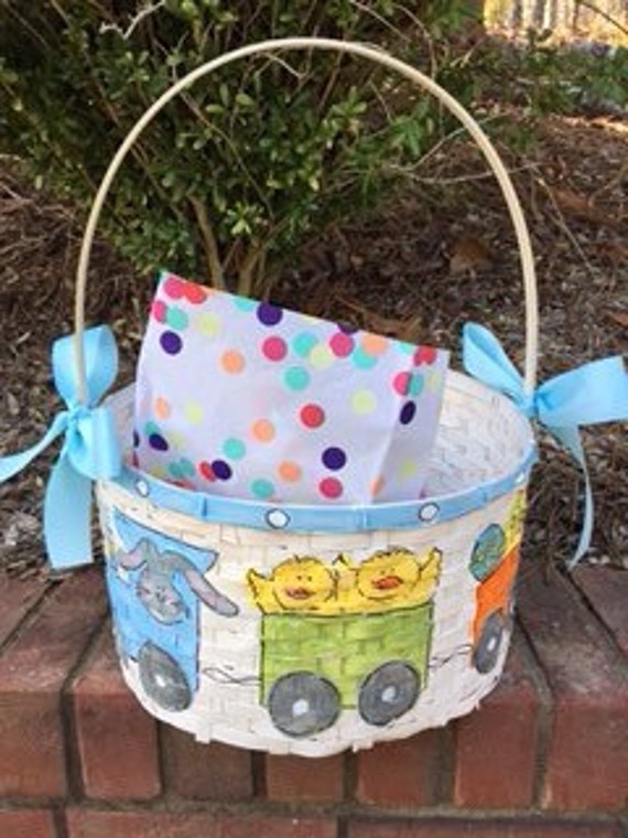 Items similar to Large Handpainted Easter Basket approximately 12