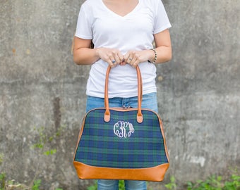 Monogram Plaid Bowler Purse