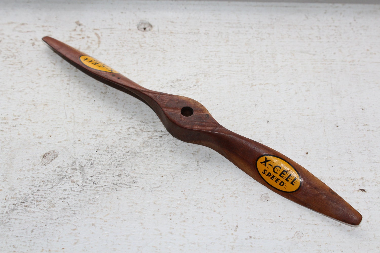 Vintage Wooden Toy Airplane Propeller X-Cell Speed