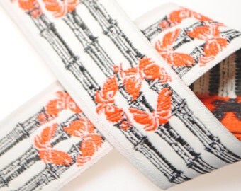 Butterflies on Bamboo Jacquard Trim 1 Inch wide - Three, Five, or Ten Yards